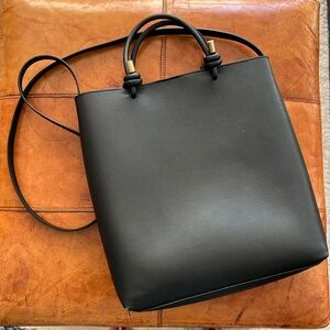 Black tote with gold accents